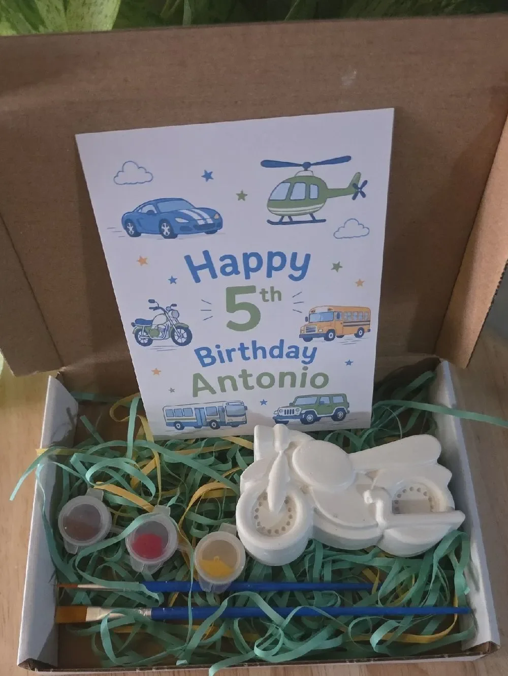 Kids Birthday Party Favor DIY Paint Kit Personalized Vehicle Plaster Craft